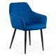 Velvet living room chair with black metal legs BUC 260 blue