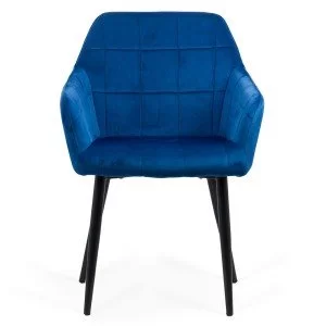 Scaun living din catifea cu picioare metalice negre BUC 260 albastru