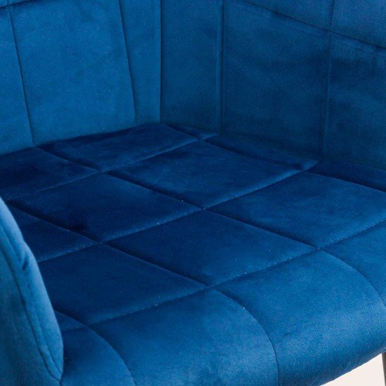Scaun living din catifea cu picioare metalice negre BUC 260 albastru