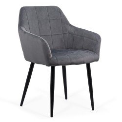 Scaun living din catifea cu picioare metalice negre BUC 260 gri Scaun living din catifea cu picioare metalice negre BUC 260 gri
