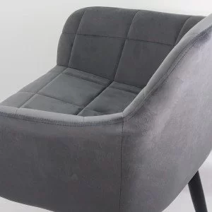 Scaun living din catifea cu picioare metalice negre BUC 260 gri