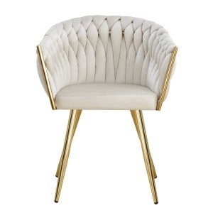 Modern velvet dining chair with gold metal frame BUC 261 cream
