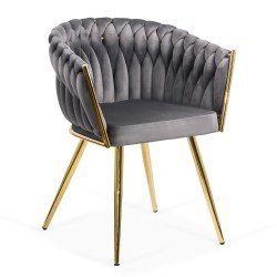 Scaun modern din catifea si cadrul auriu BUC 261 gri Scaun modern din catifea si cadrul auriu BUC 261 gri