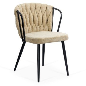 Scaun dining bej confortabil cu tapițerie din stofa premium si design modern BUC 262 Scaun dining bej confortabil cu tapițerie din stofa premium si design modern BUC 262