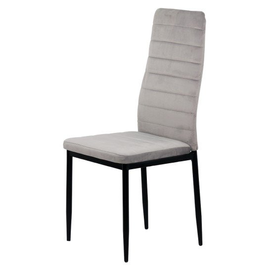 Kitchen chair made of velvet and black frame BUC 263V grey