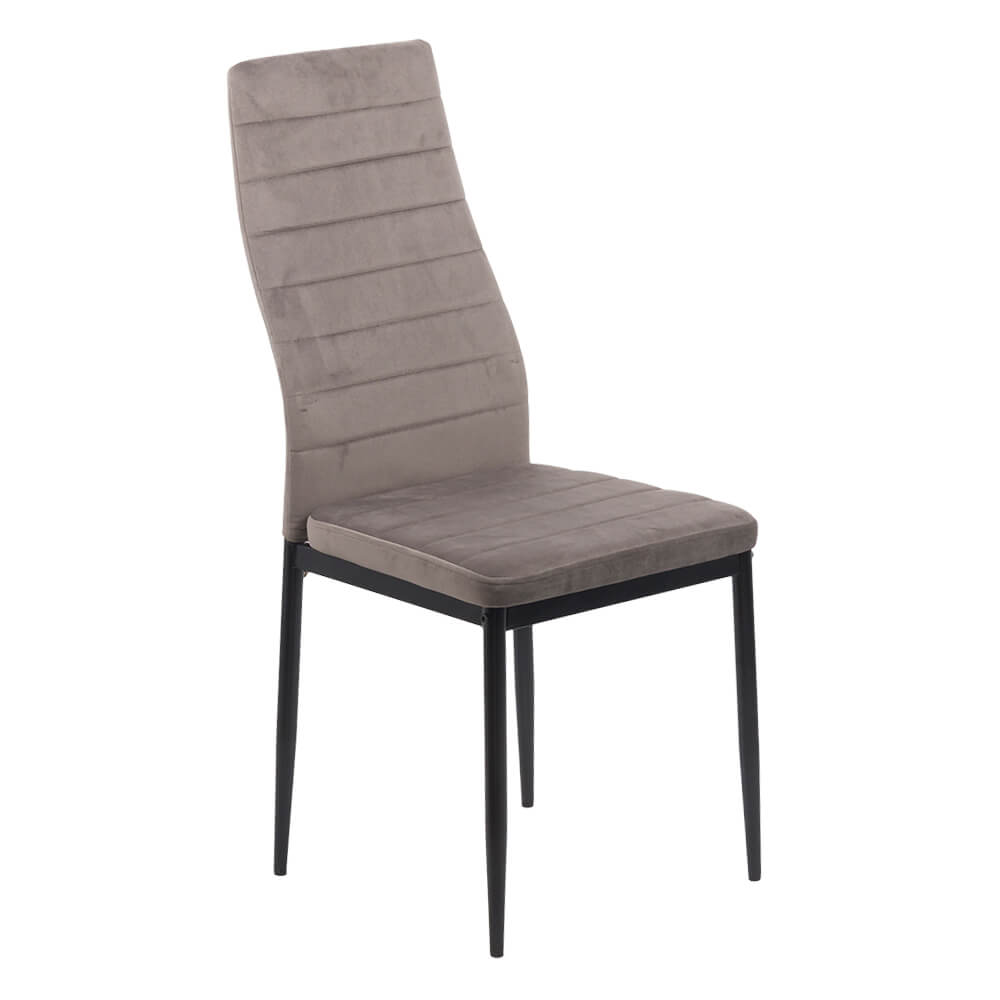 Scaun De Bucatarie Din Catifea Si Cadru Negru Buc 263V Gri