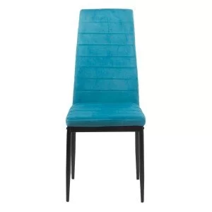 Scaun de bucatarie din catifea si cadru negru BUC 263V turcoaz