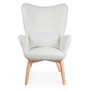Velvet armchair with footrest and cushion BUC 267 cream Velvet armchair with footrest and cushion BUC 267 cream