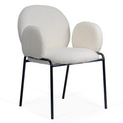 Scaun dining crem din material boucle cu cadru metalic BUC 281 Scaun dining crem din material boucle cu cadru metalic BUC 281
