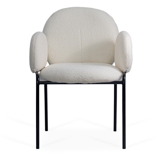 Scaun dining crem BUC 281 din material boucle cu cadru metalic