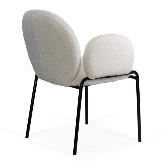 Scaun dining crem BUC 281 din material boucle cu cadru metalic