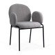Scaun dining gri BUC 281 din boucle cu cadru negru fix Scaun dining gri BUC 281 din boucle cu cadru negru fix