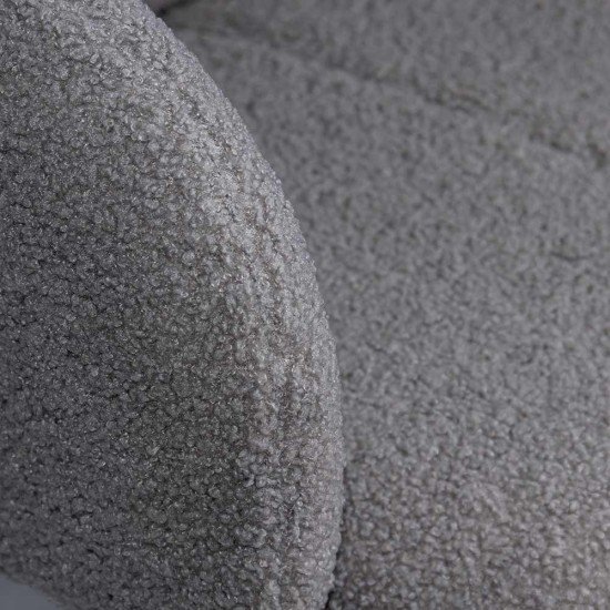 Scaun dining gri BUC 281 din boucle cu cadru negru fix