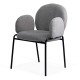 Scaun dining gri BUC 281 din boucle cu cadru negru fix