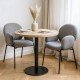 Scaun dining gri BUC 281 din boucle cu cadru negru fix