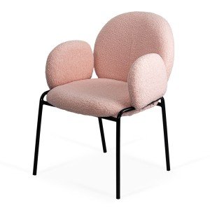 Scaun dining roz cu tapiterie boucle si cadru fix BUC 281 Scaun dining roz cu tapiterie boucle si cadru fix BUC 281