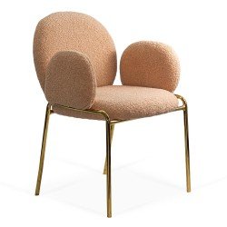 Scaun dining bej din material boucle cu aspect elegant BUC 282