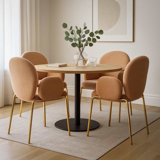 Beige dining chair made of boucle material with an elegant look BUC 282