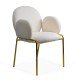 Scaun dining crem cu tapiterie boucle si cadru metalic auriu BUC 282