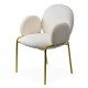 Cream dining chair BUC 282 with boucle upholstery and gold metal frame