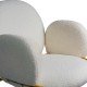 Cream dining chair BUC 282 with boucle upholstery and gold metal frame