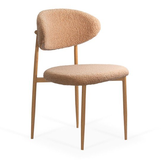 Beige dining chair with boucle upholstery BUC 283