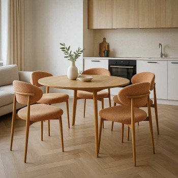 Scaun dining bej cu tapiterie boucle BUC 283