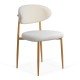Scaun dining crem BUC 283 din material boucle cu cadru metalic cu aspect lemnos Scaun dining crem BUC 283 din material boucle cu cadru metalic cu aspect lemnos