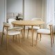 Cream dining chair BUC 283 made of boucle material with a wooden-look metal frame