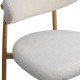 Cream dining chair BUC 283 made of boucle material with a wooden-look metal frame