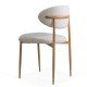 Cream dining chair BUC 283 made of boucle material with a wooden-look metal frame