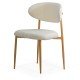Cream dining chair BUC 283 made of boucle material with a wooden-look metal frame