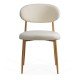 Cream dining chair BUC 283 made of boucle material with a wooden-look metal frame
