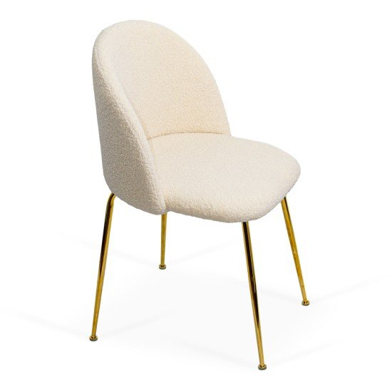 Scaun living bej BUC 284 din material boucle cu cadru metalic si dopuri pentru protectie