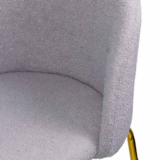 Scaun living gri BUC 284 din material boucle cu picioare aurii metalice