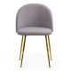Scaun living gri BUC 284 din material boucle cu picioare aurii metalice