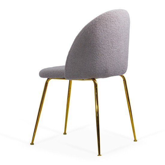 Scaun living gri BUC 284 din material boucle cu picioare aurii metalice