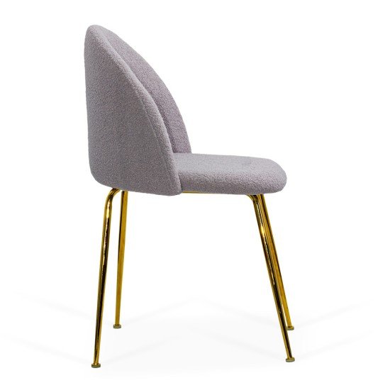 Scaun living gri BUC 284 din material boucle cu picioare aurii metalice