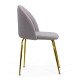 Scaun living gri BUC 284 din material boucle cu picioare aurii metalice
