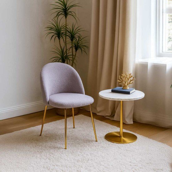 Scaun living gri BUC 284 din material boucle cu picioare aurii metalice