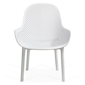 Scaun terasa alb din plastic cu picioare solide HRC 593