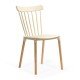 Beige plastic patio chair with wooden legs HRC 595
