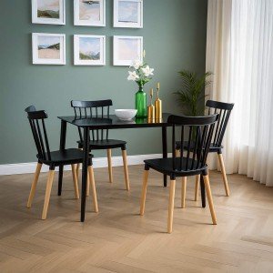 Black plastic patio chair with wooden frame HRC 595 Black plastic patio chair with wooden frame HRC 595