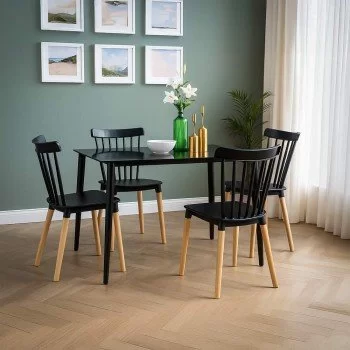 Scaun terasă negru din plastic si cadrul din lemn HRC 595