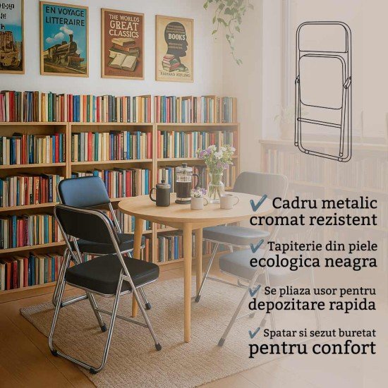 Scaun pliant HRC 607 negru