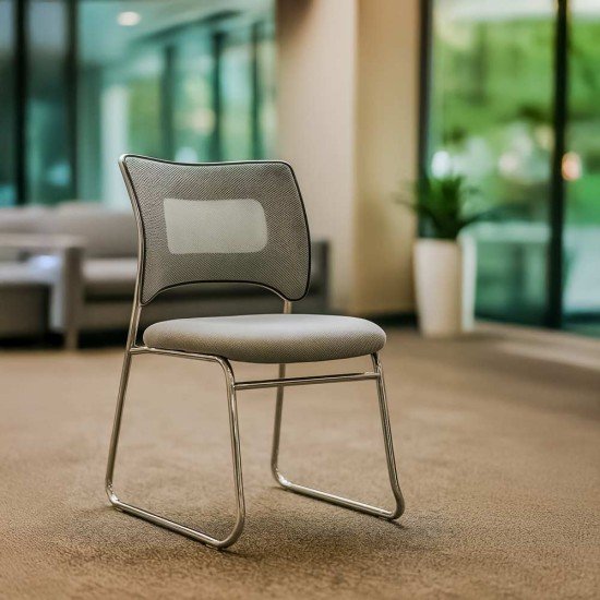 Visitor chair, light gray, mesh, metal frame, breathable HRC 613F