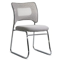 Light gray mesh visitor chair with metal sled frame, stable HRC 613F
