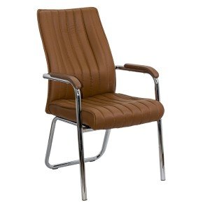 Brown waiting chair HRC 614 made of eco-leather with chrome frame and upholstered arms Brown waiting chair HRC 614 made of eco-leather with chrome frame and upholstered arms
