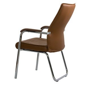 Brown waiting chair HRC 614 made of eco-leather with chrome frame and upholstered arms Brown waiting chair HRC 614 made of eco-leather with chrome frame and upholstered arms
