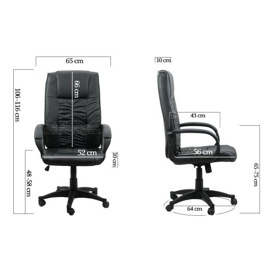Ergonomic office chair in black ecological leather OFF 023 black